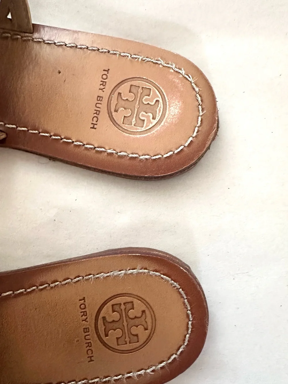 Tory Burch Tan Leather Cutout Thong Sandals